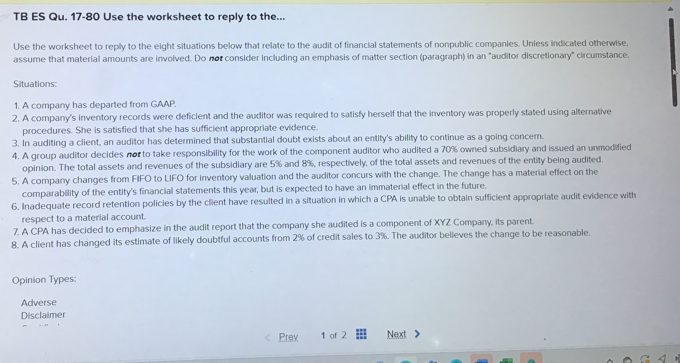 TB ES Qu . 1 7 - 8 0 Use the worksheet to reply