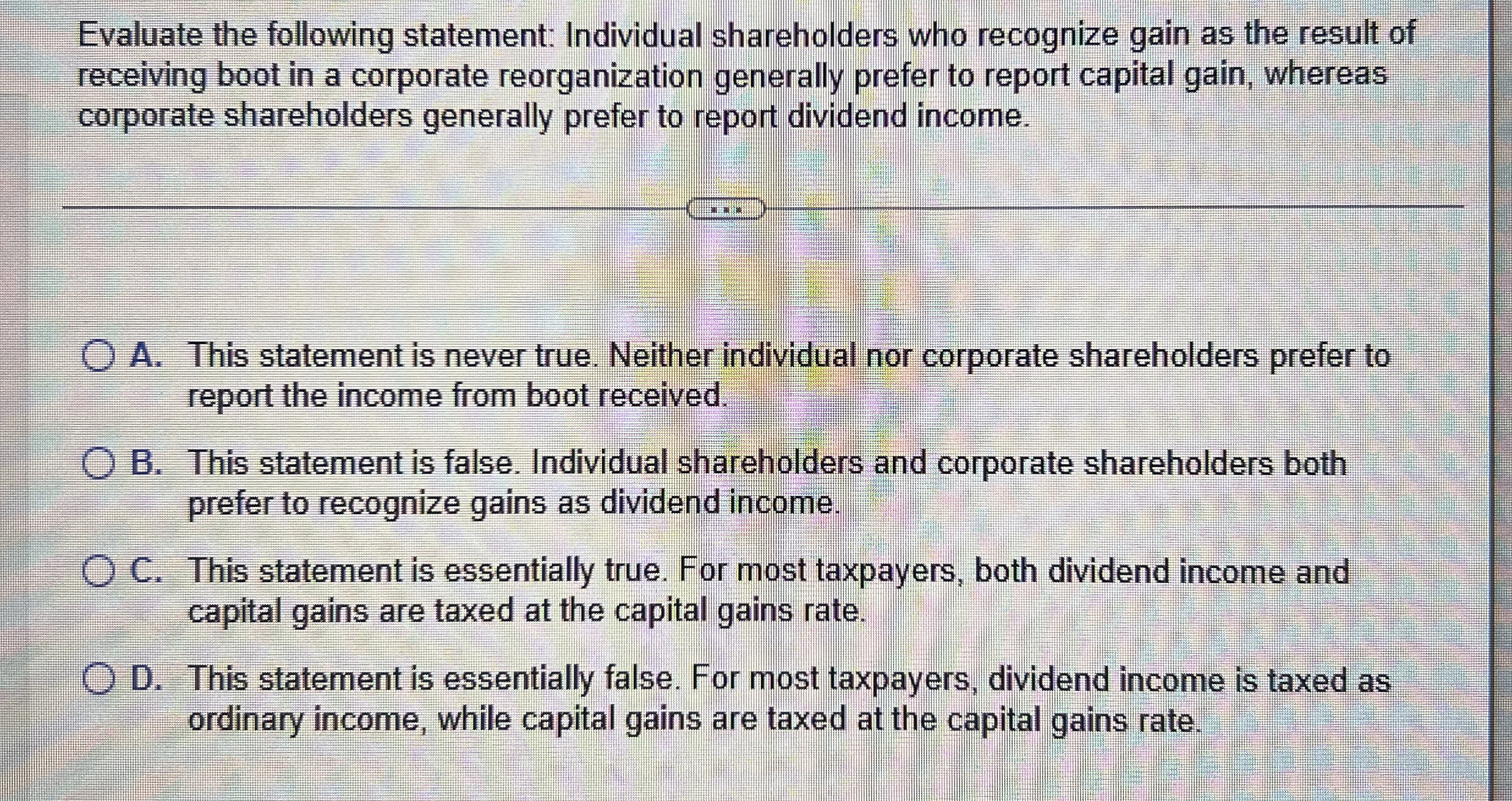 Evaluate the following statement: Individual