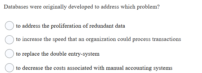 Databases were originally developed to address
