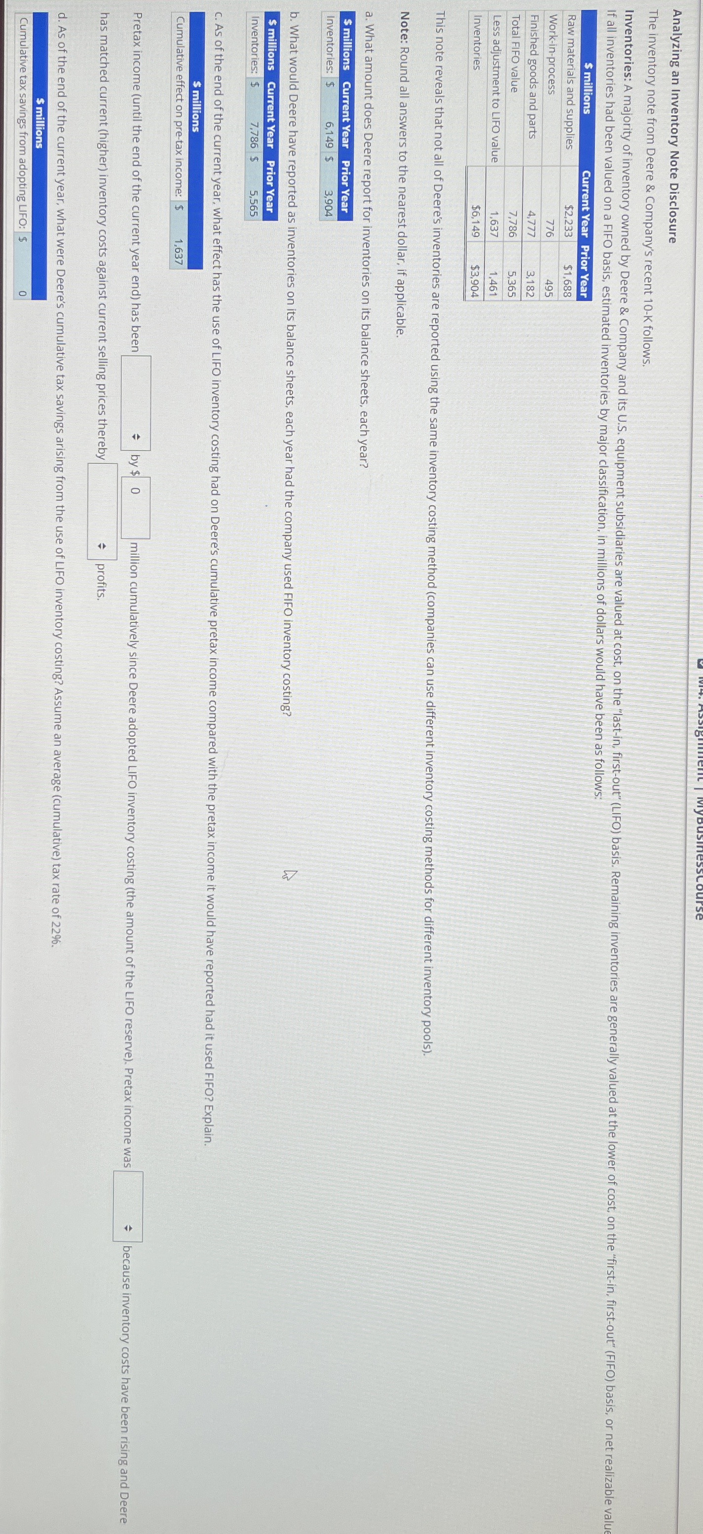 Analyzing an Inventory Note Disclosure The