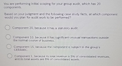 You are performing initial scoping for your group