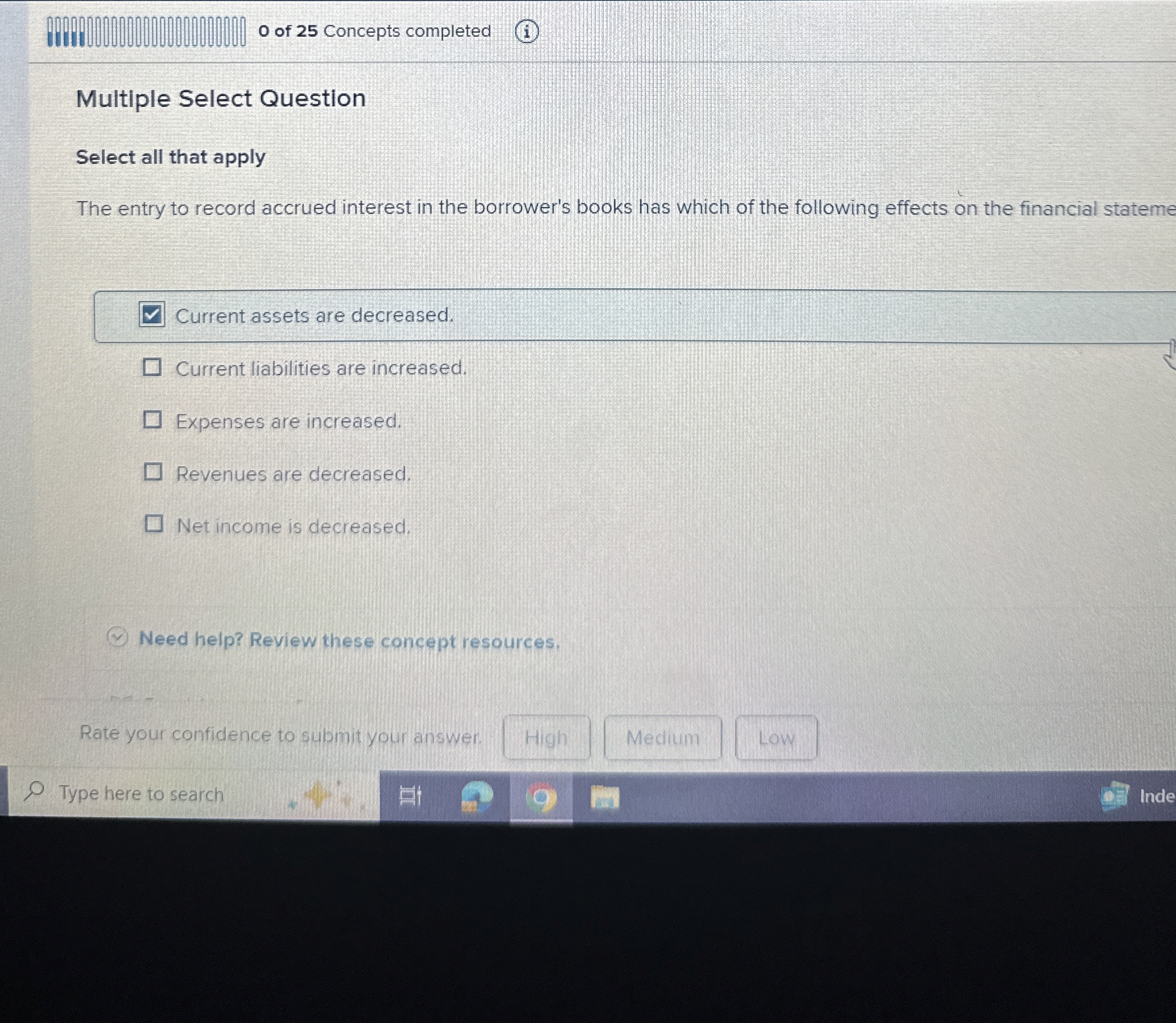 0 of 2 5 Concepts completed Multiple Select