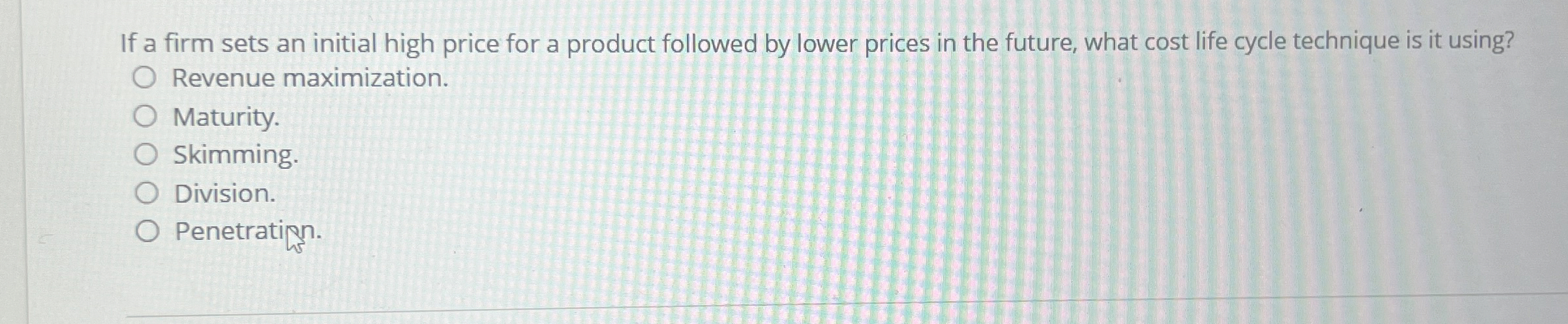 If a firm sets an initial high price for a