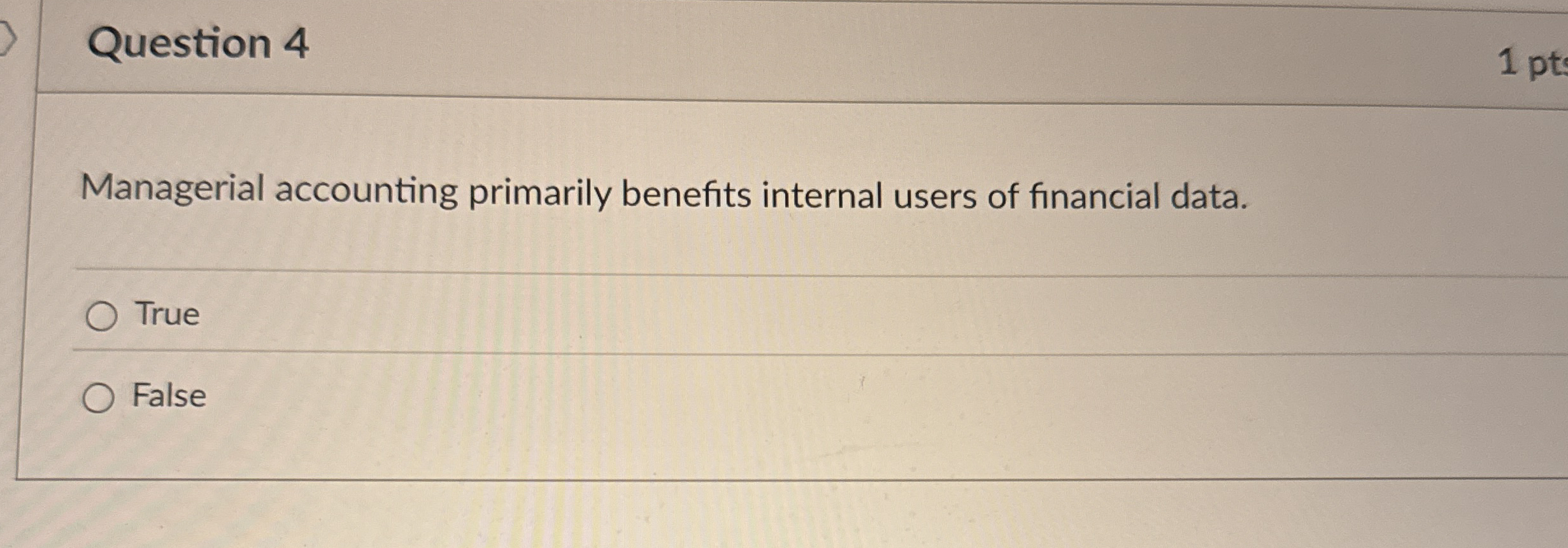 Question 4 Managerial accounting primarily