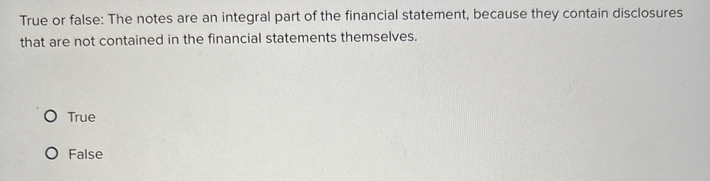 True or false: The notes are an integral part of