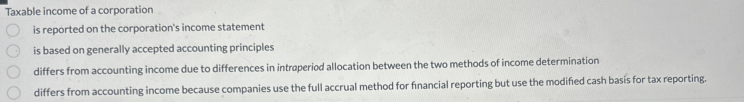 Taxable income of a corporation is reported on