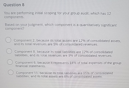 Question 8 You are performing initial scoping for