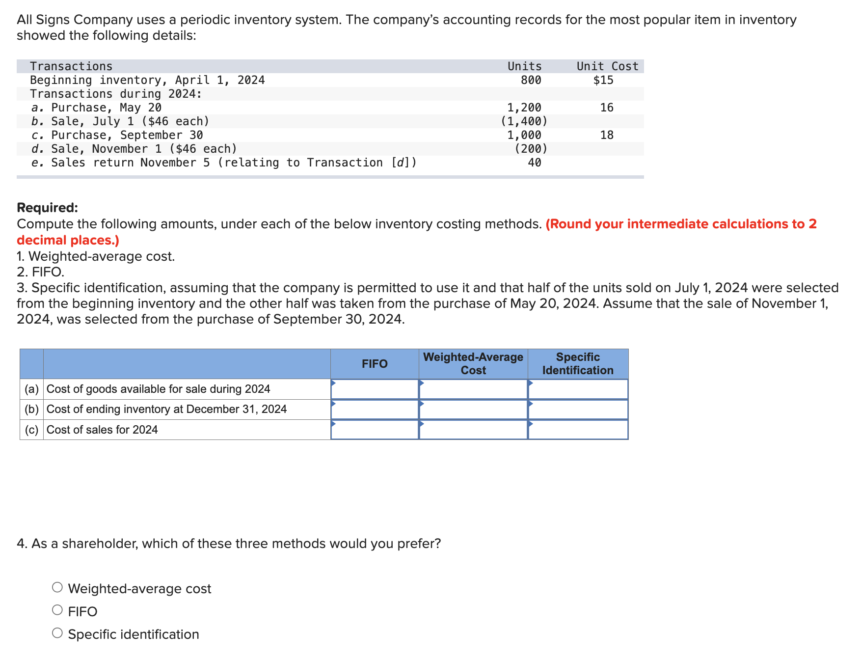 All Signs Company uses a periodic inventory