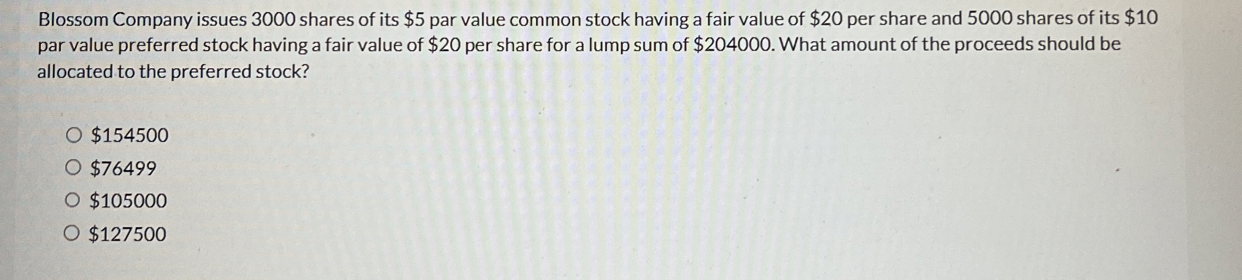 Blossom Company issues 3 0 0 0 shares of its $ 5