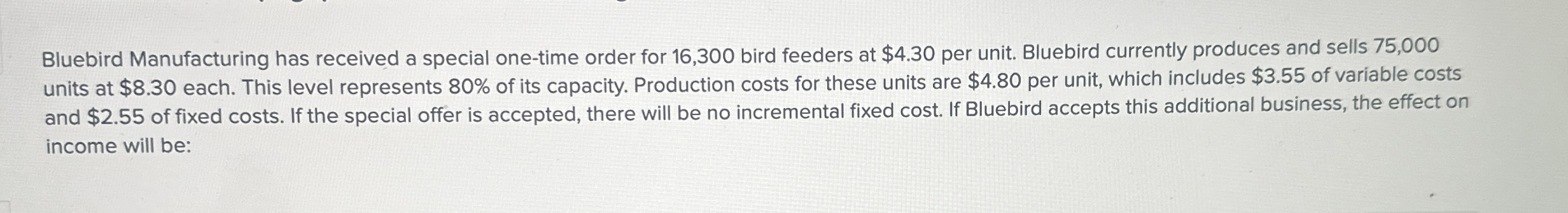 Bluebird Manufacturing has received a special one