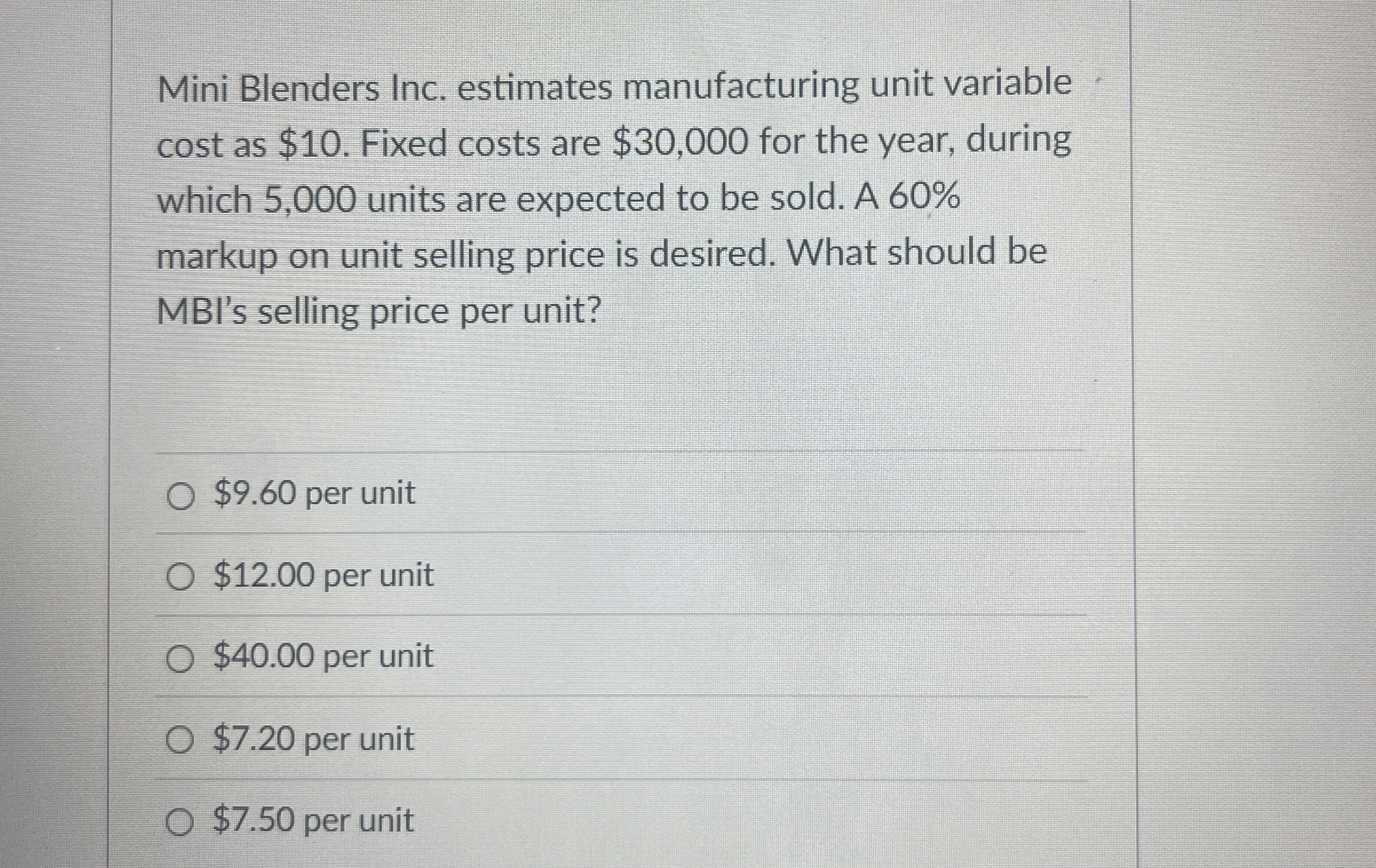 Mini Blenders Inc. estimates manufacturing unit