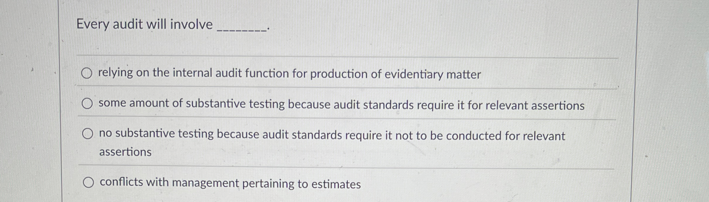 Every audit will involve relying on the internal