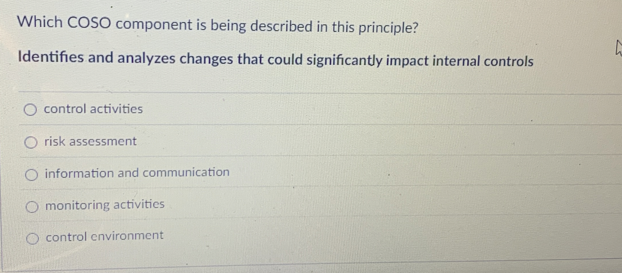Which COSO component is being described in this
