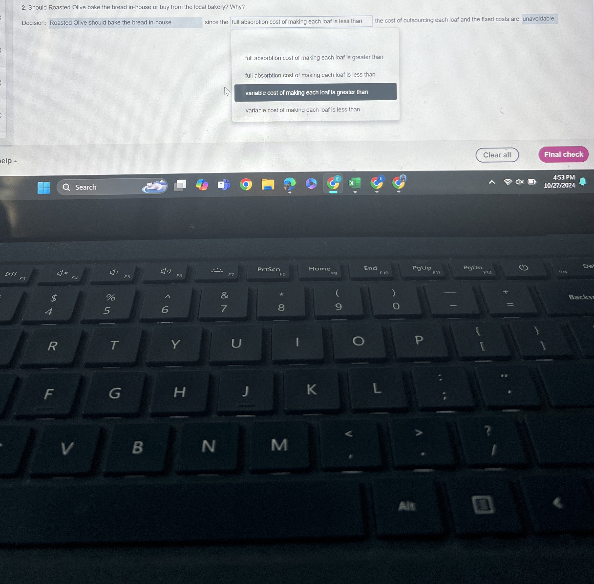 Should Roasted Olive bake the bread in - house or