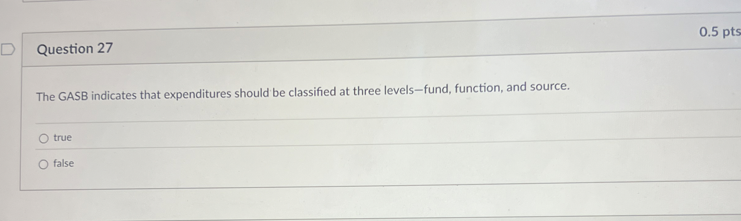 Question 2 7 The GASB indicates that expenditures