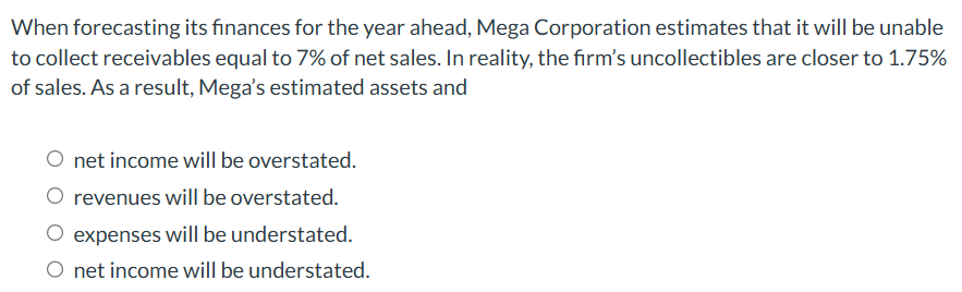 When forecasting its finances for the year ahead,