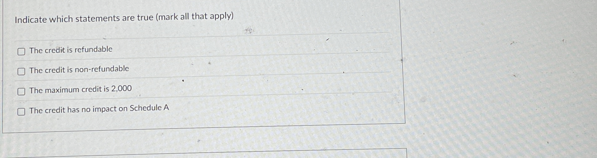 Indicate which statements are true ( mark all