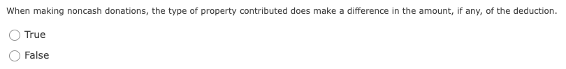 When making noncash donations, the type of