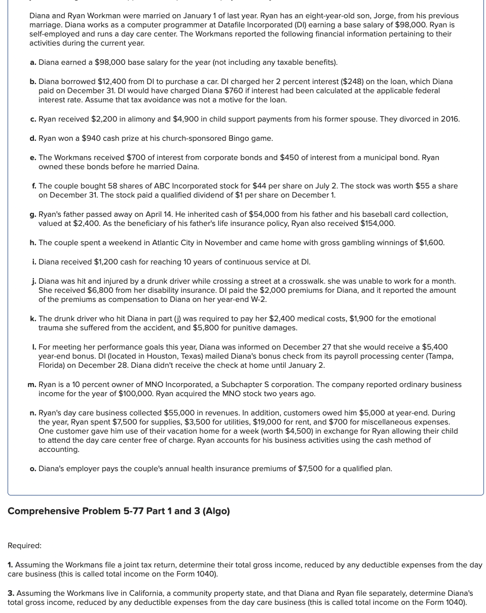 Comprehensive Problem 5 - 7 7 Part 1 and 3 ( Algo