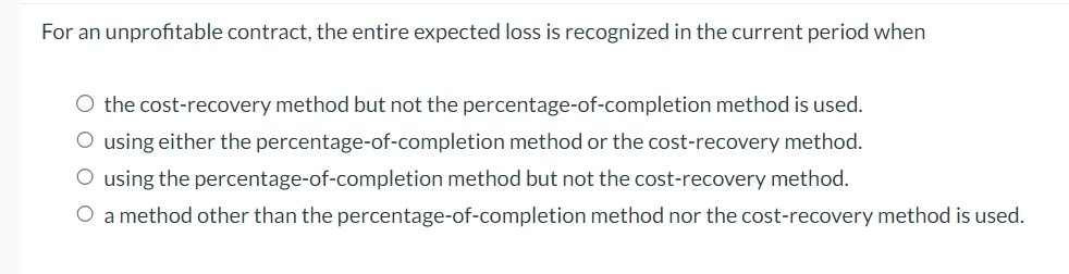 For an unprofitable contract, the entire expected