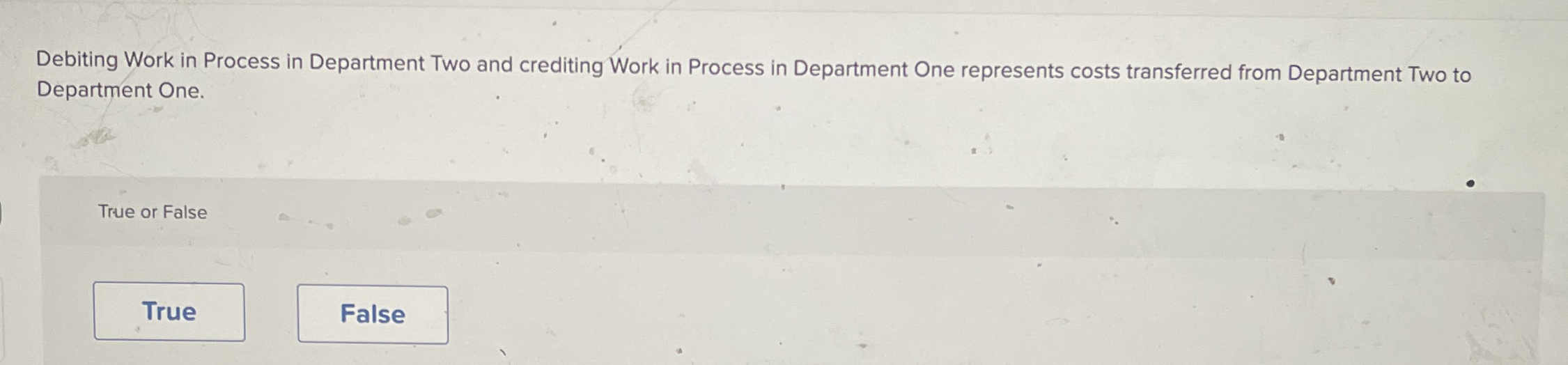 Debiting Work in Process in Department Two and