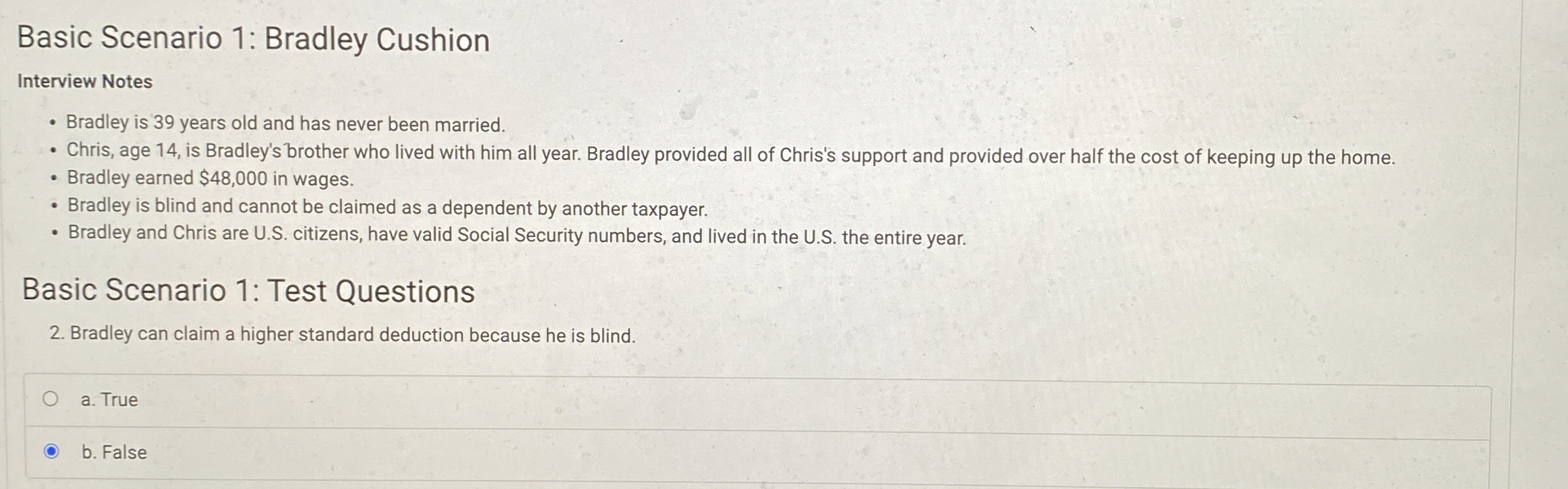 Basic Scenario 1 : Bradley Cushion Interview