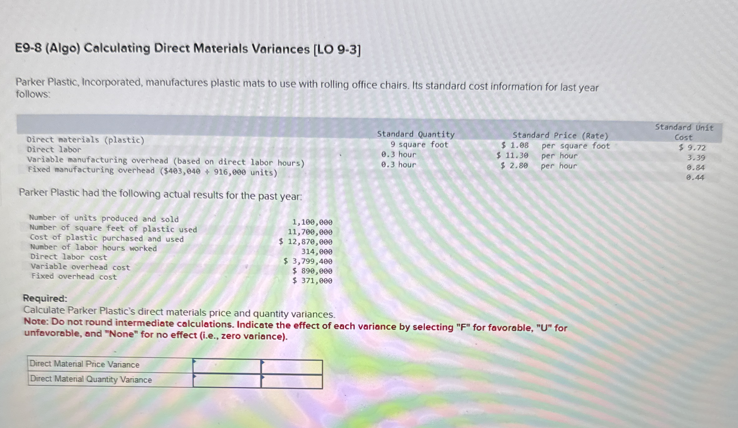 E 9 - 8 ( Algo ) Calculating Direct Materials