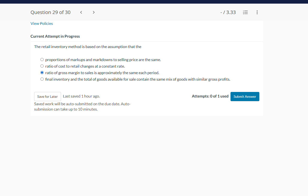 Current Attempt in Progress The retail inventory
