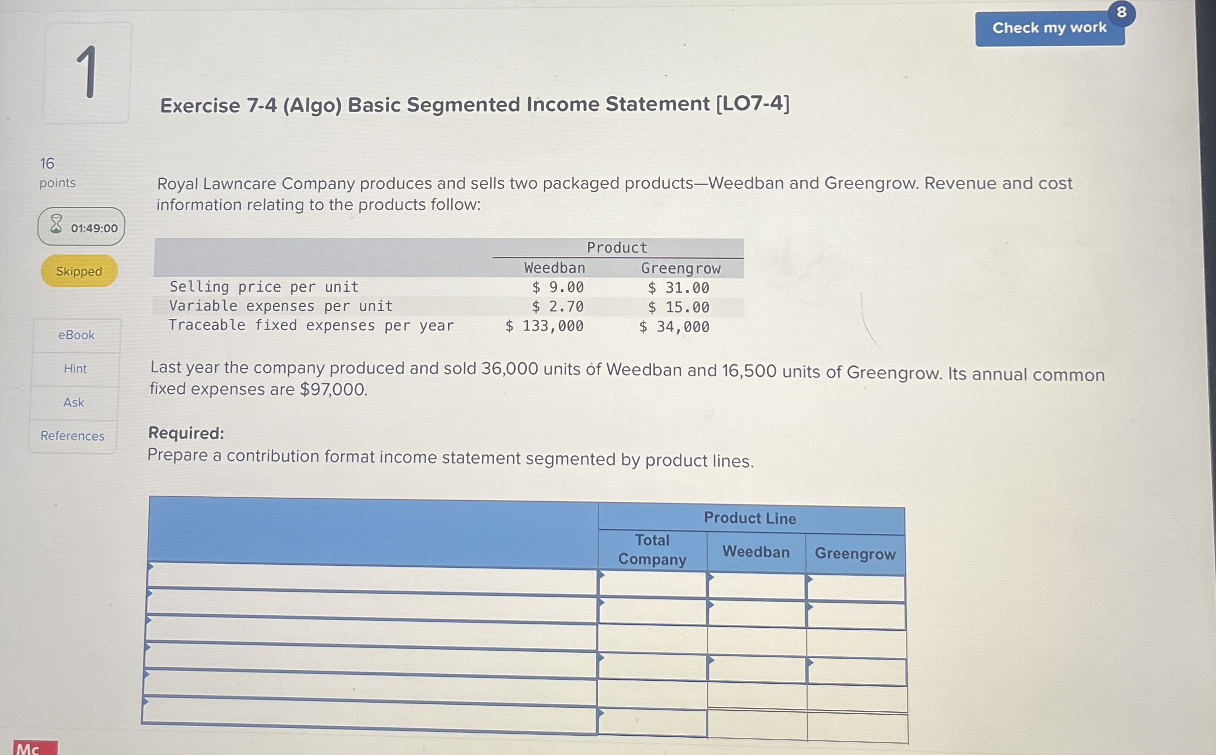 1 Exercise 7 - 4 ( Algo ) Basic Segmented Income