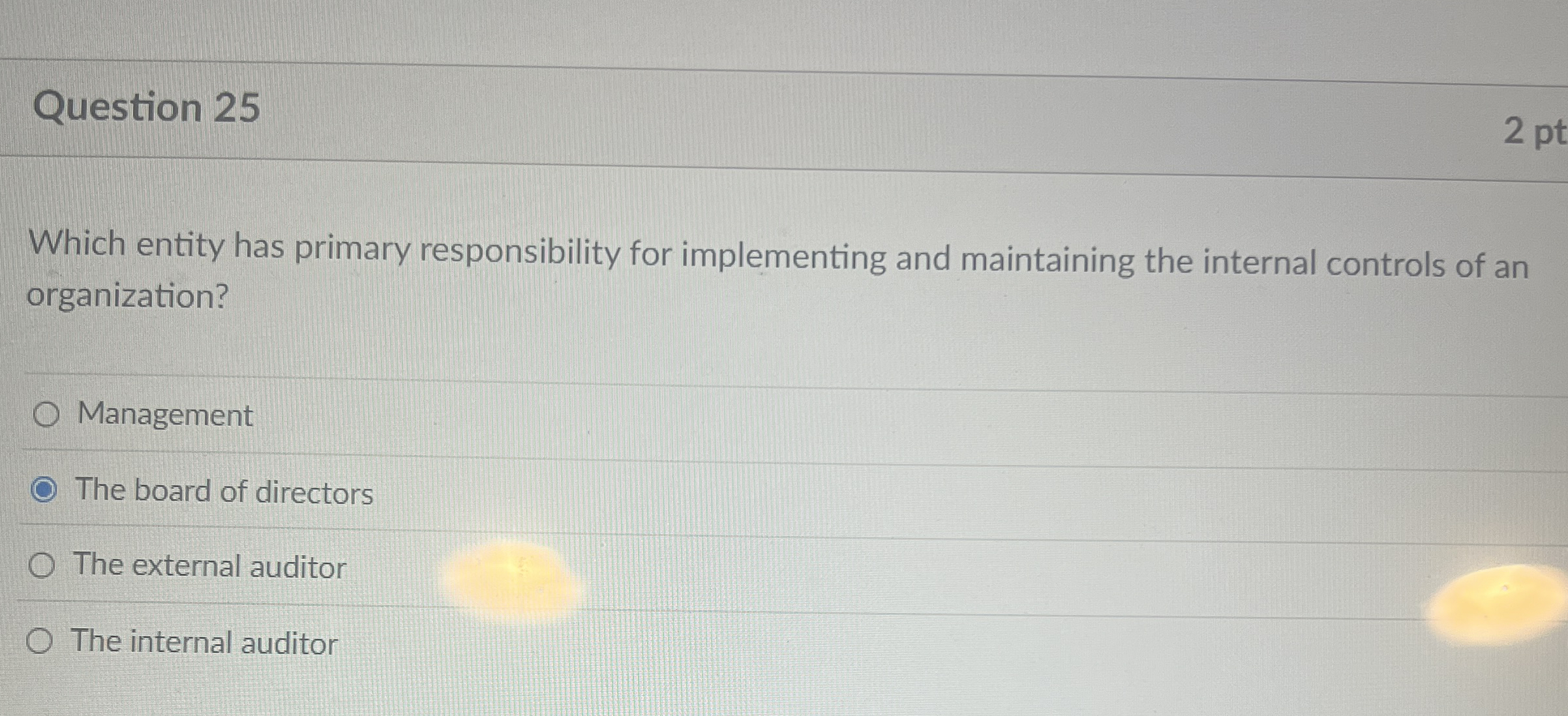 Question 2 5 2 pt Which entity has primary