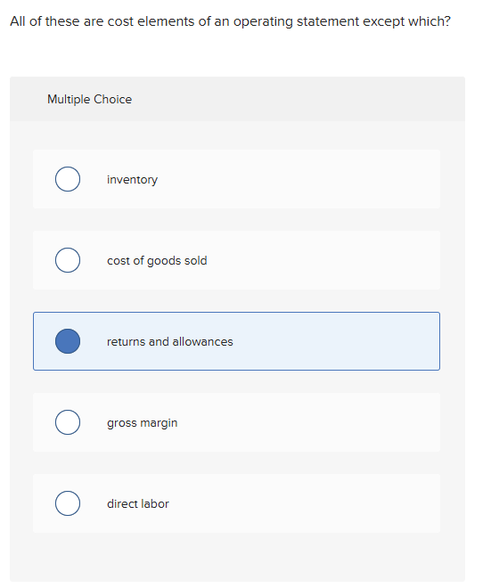 All of these are cost elements of an operating