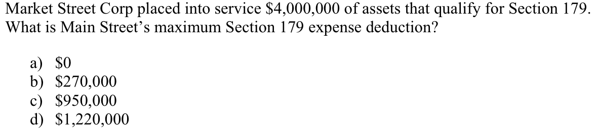 Market Street Corp placed into service $ 4 , 0 0