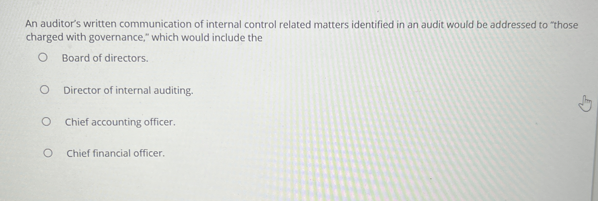 An auditor's written communication of internal