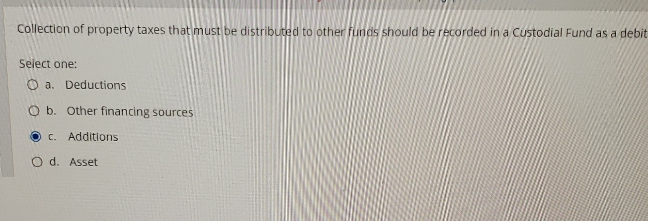 Collection of property taxes that must be