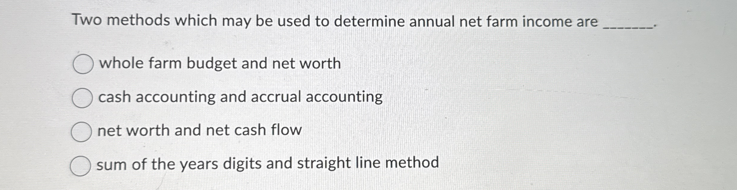 Two methods which may be used to determine annual