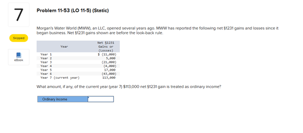 Problem 1 1 - 5 3 ( LO 1 1 - 5 ) ( Static )