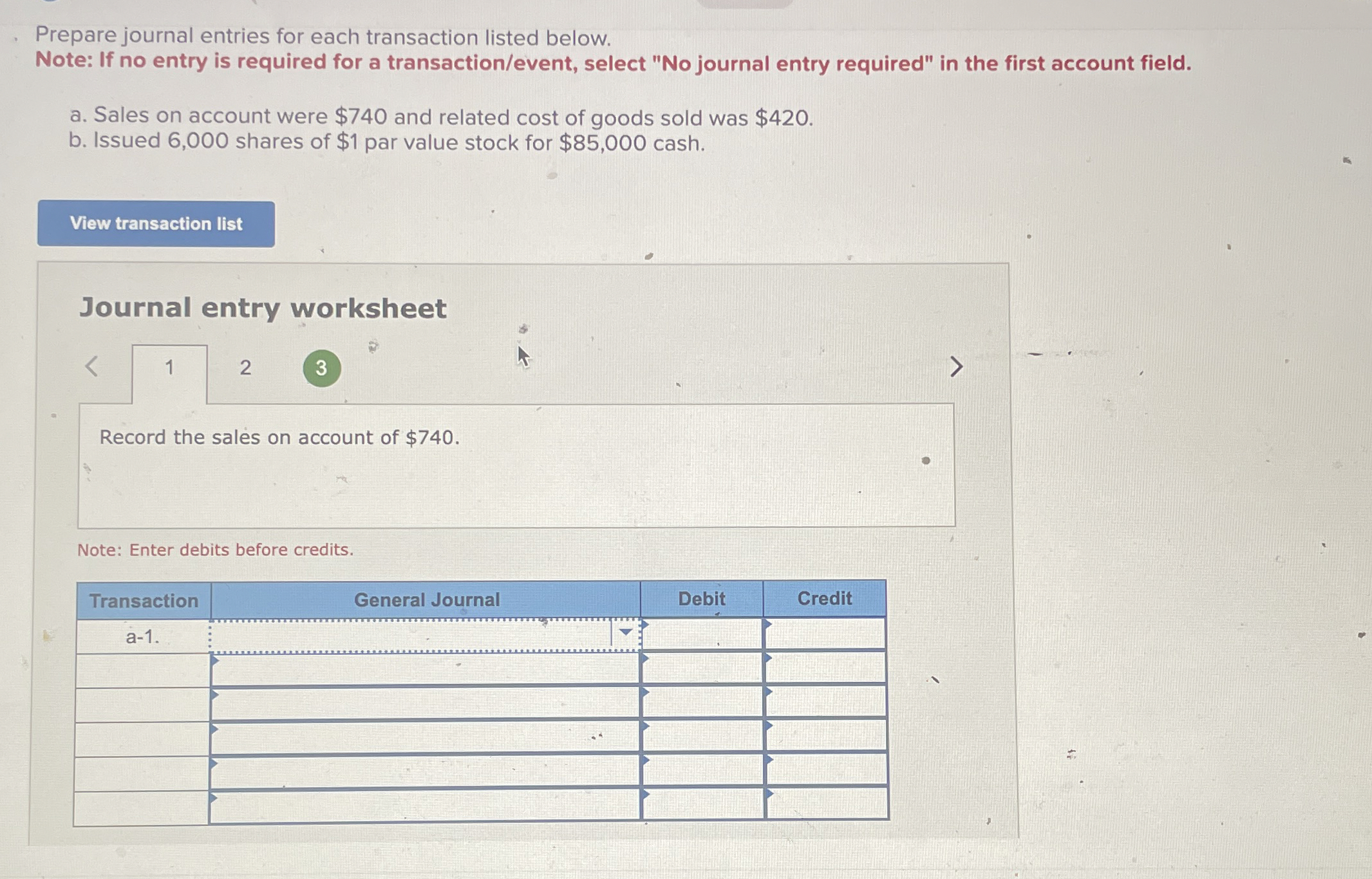 Prepare journal entries for each transaction