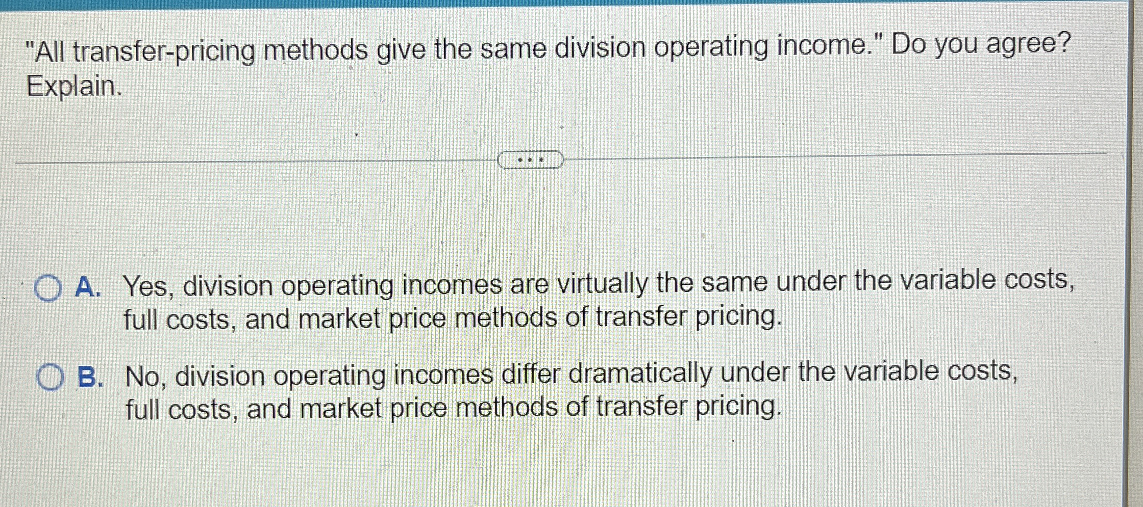 "All transfer - pricing methods give the same