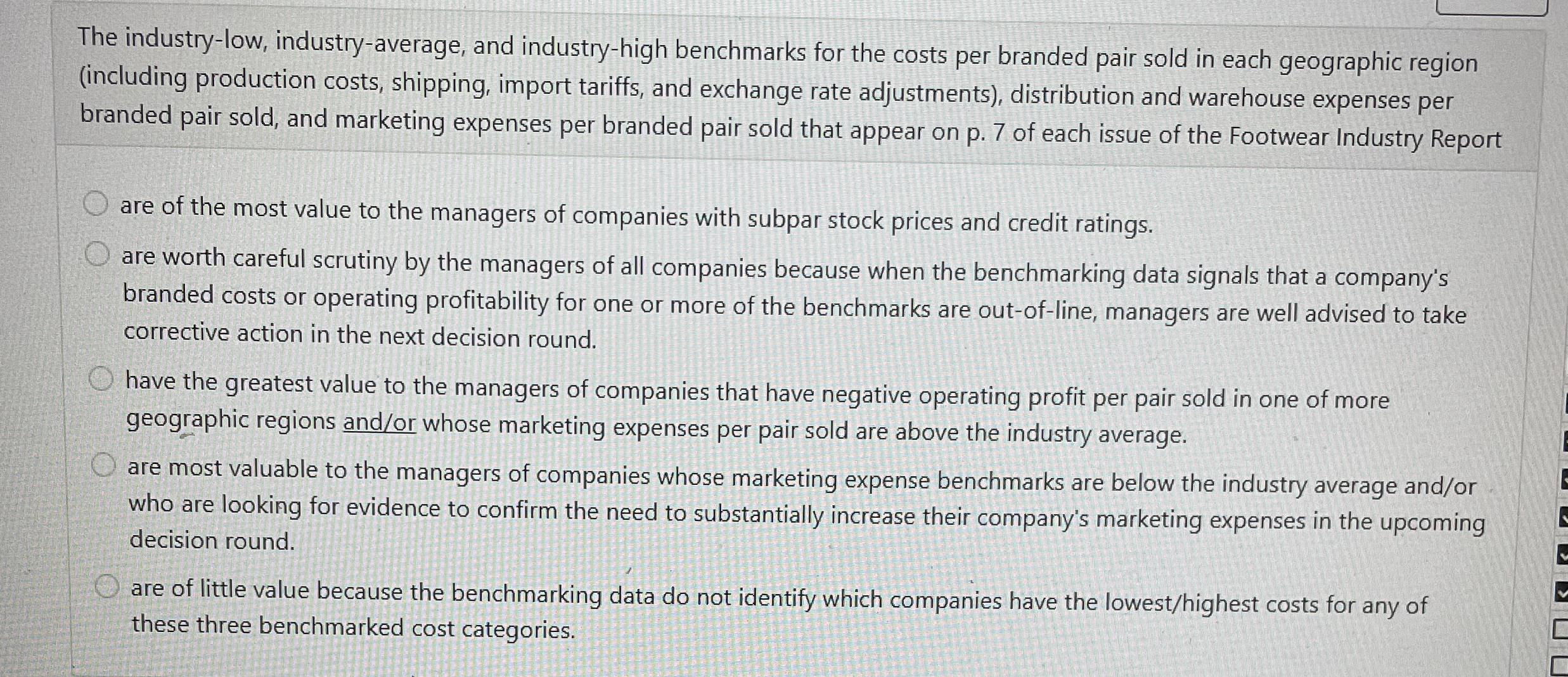 The industry - low, industry - average, and