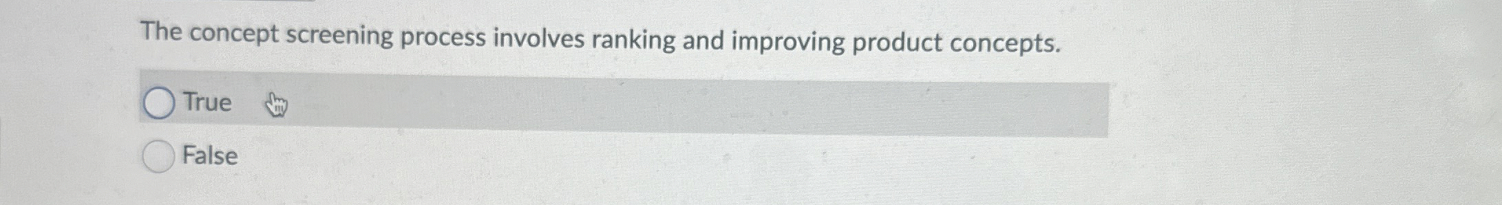 The concept screening process involves ranking