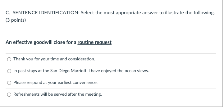 C. SENTENCE IDENTIFICATION: Select the most