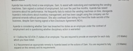 Ayanda has recently Lired a new employee, Sam, to