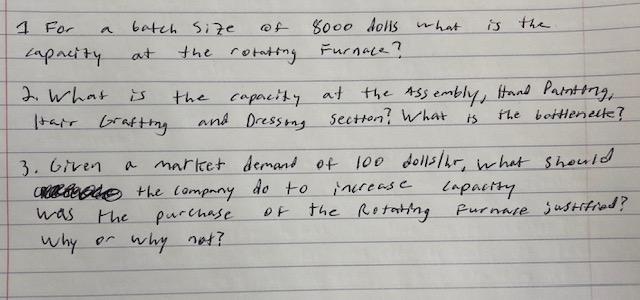 a 1 For batch size 8000 dolls what is the