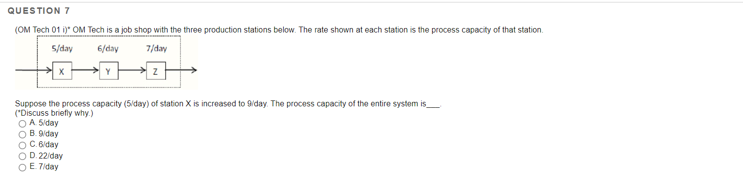 QUESTION 5 1 points Save Answer (OM Tech c)* OM