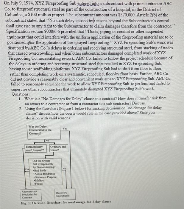 On July 9, 1974, XYZ Fireproofing Sub entered