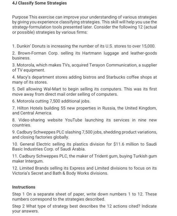 4J Classify Some Strategies Purpose This exercise