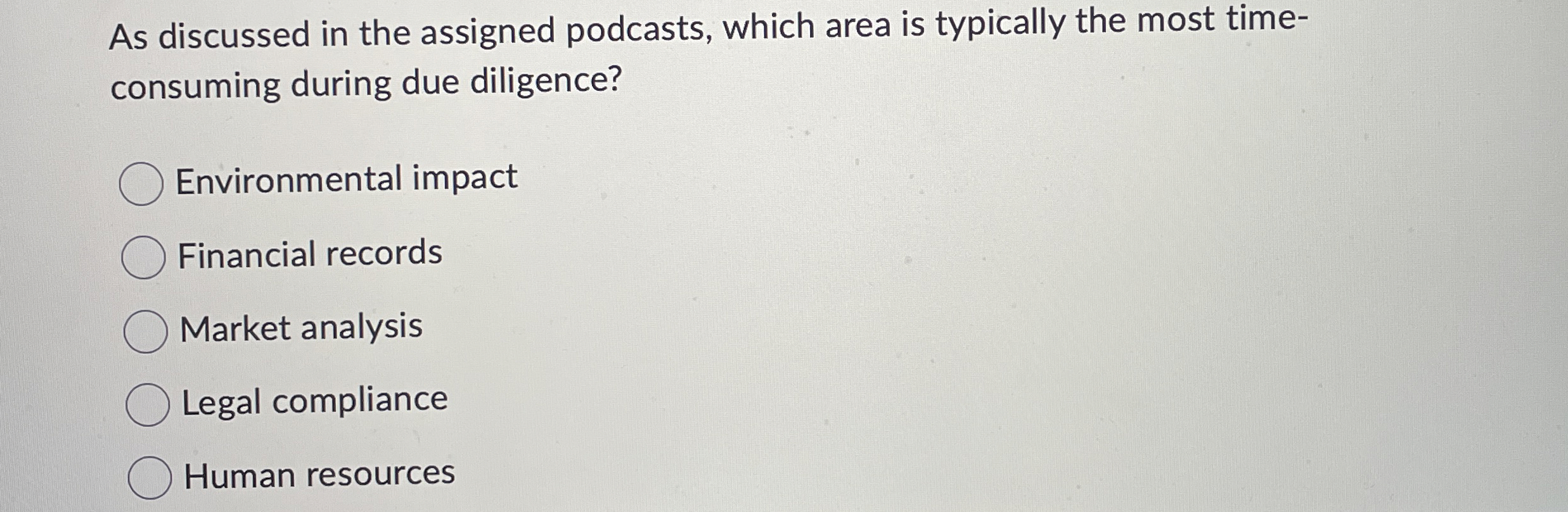 As discussed in the assigned podcasts, which area