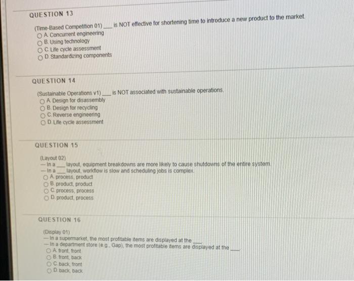 QUESTION 13 (Time-Based Competition 01). is NOT