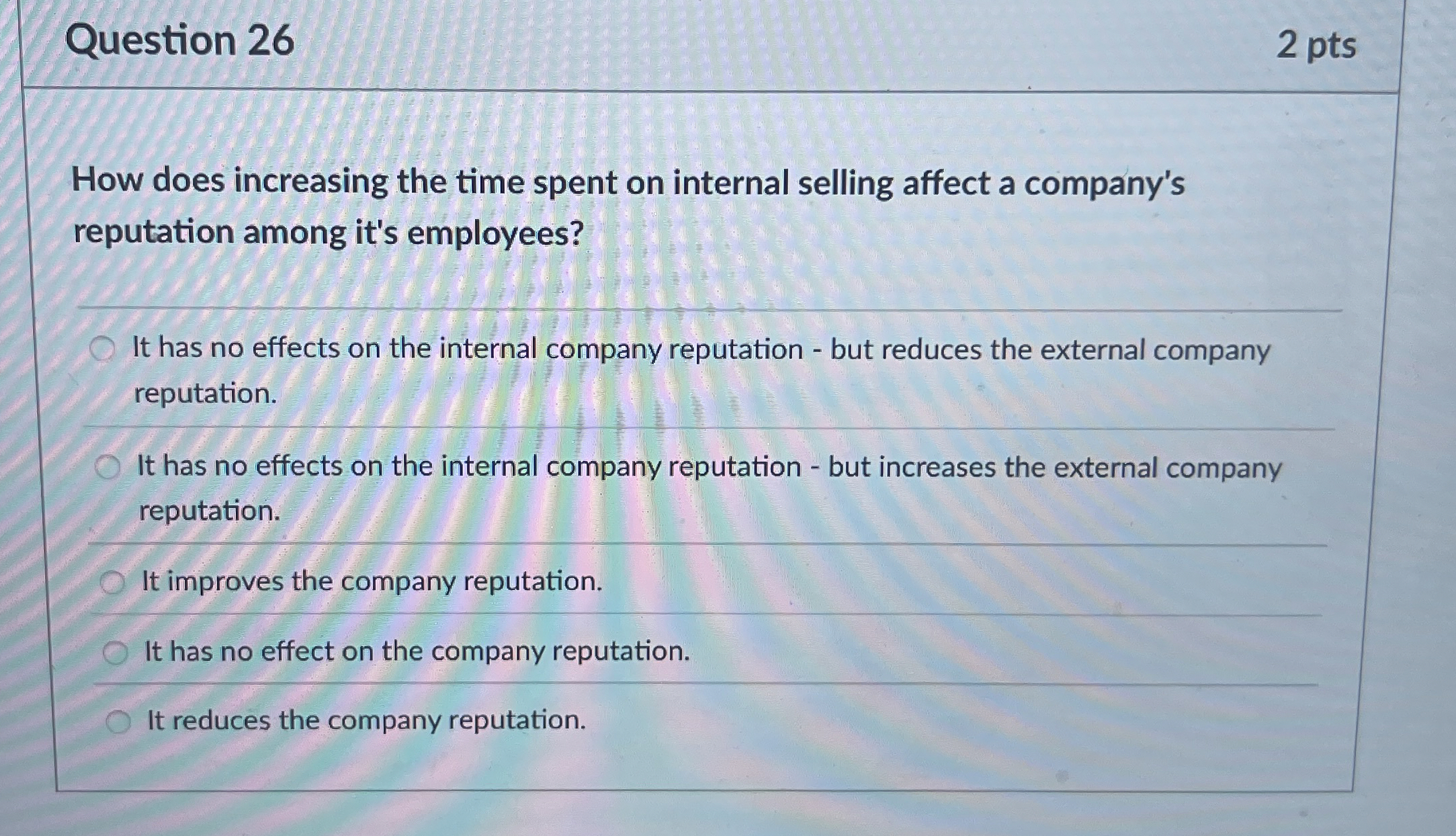 Question 2 6 2 pts How does increasing the time