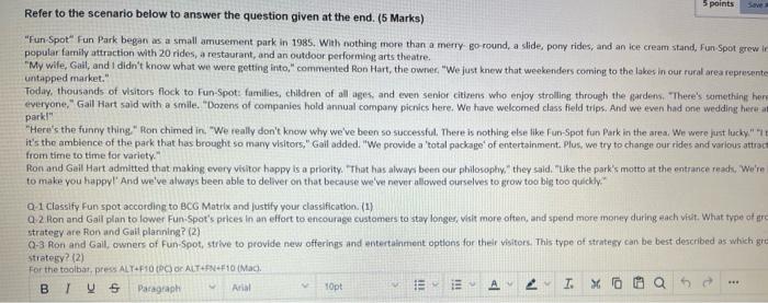 Save 5 points Refer to the scenario below to